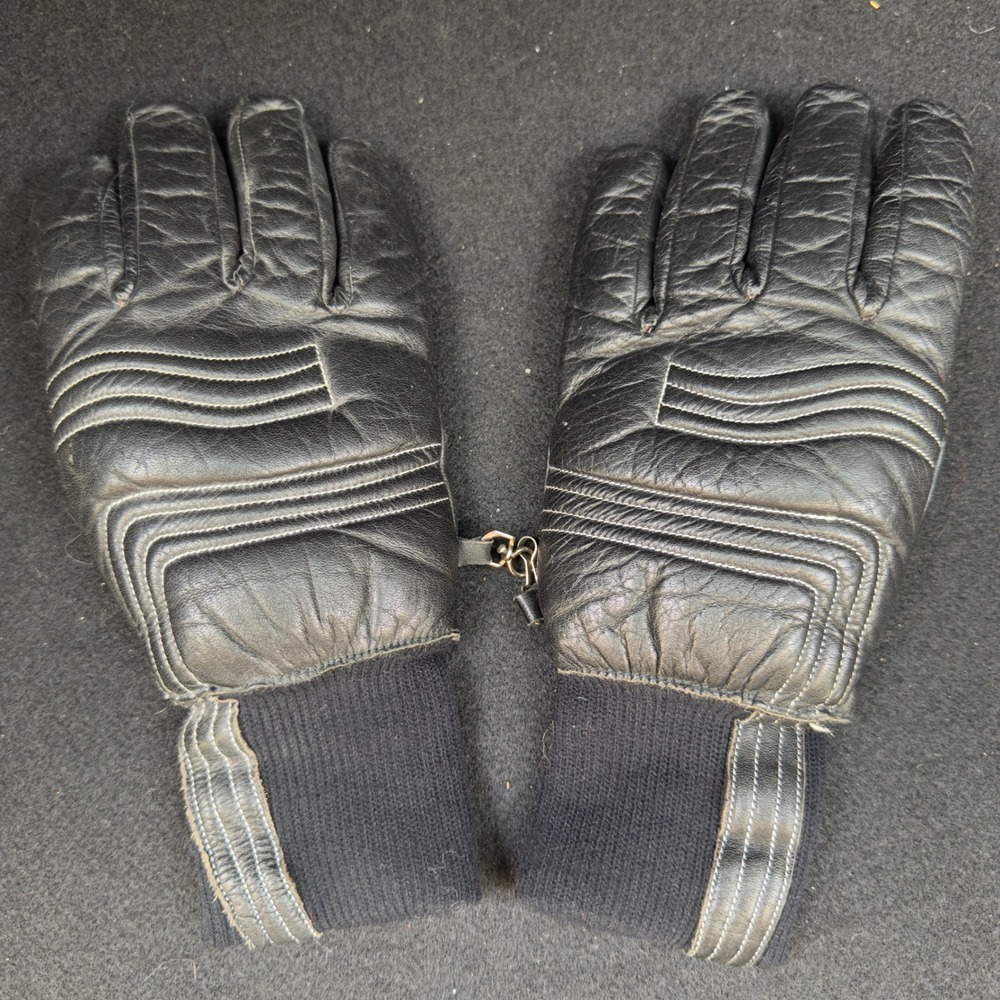 Grandoe Vintage Leather Padded Winter Ski Gloves Black Size M Mens